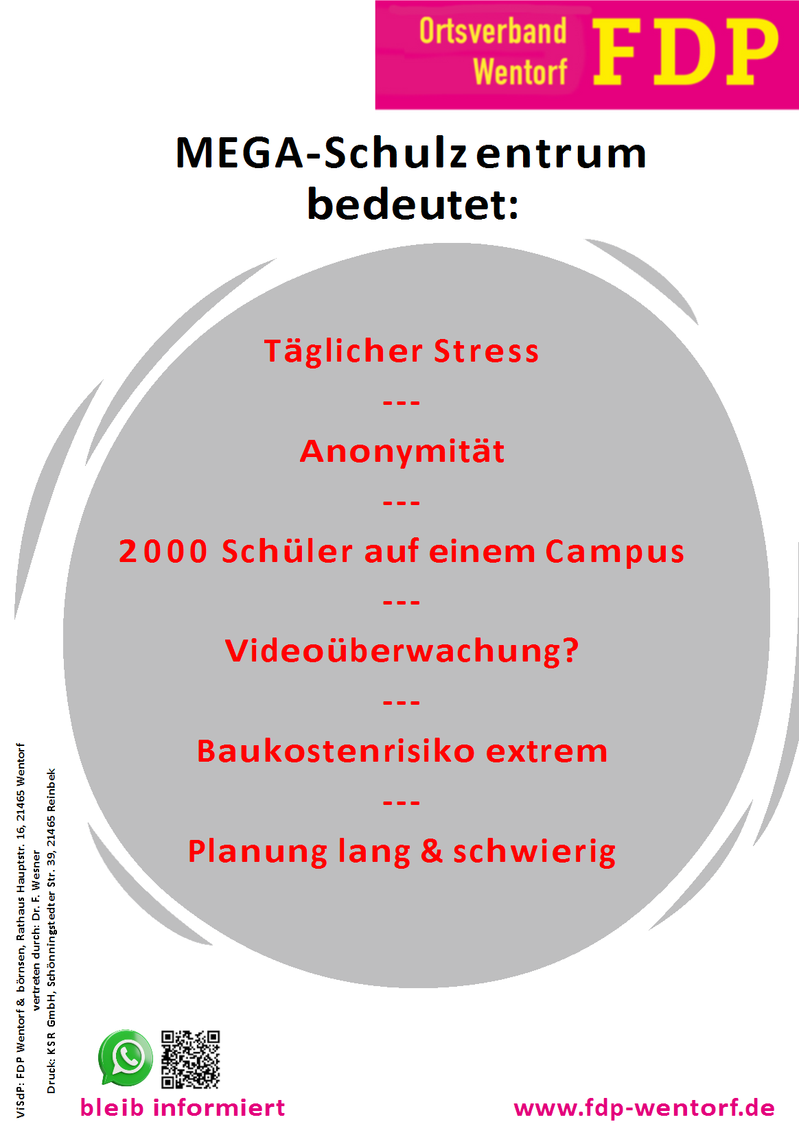 Mega-Schulzentrum: nur negative Effekte für unsere Schüler & Schülerinnen