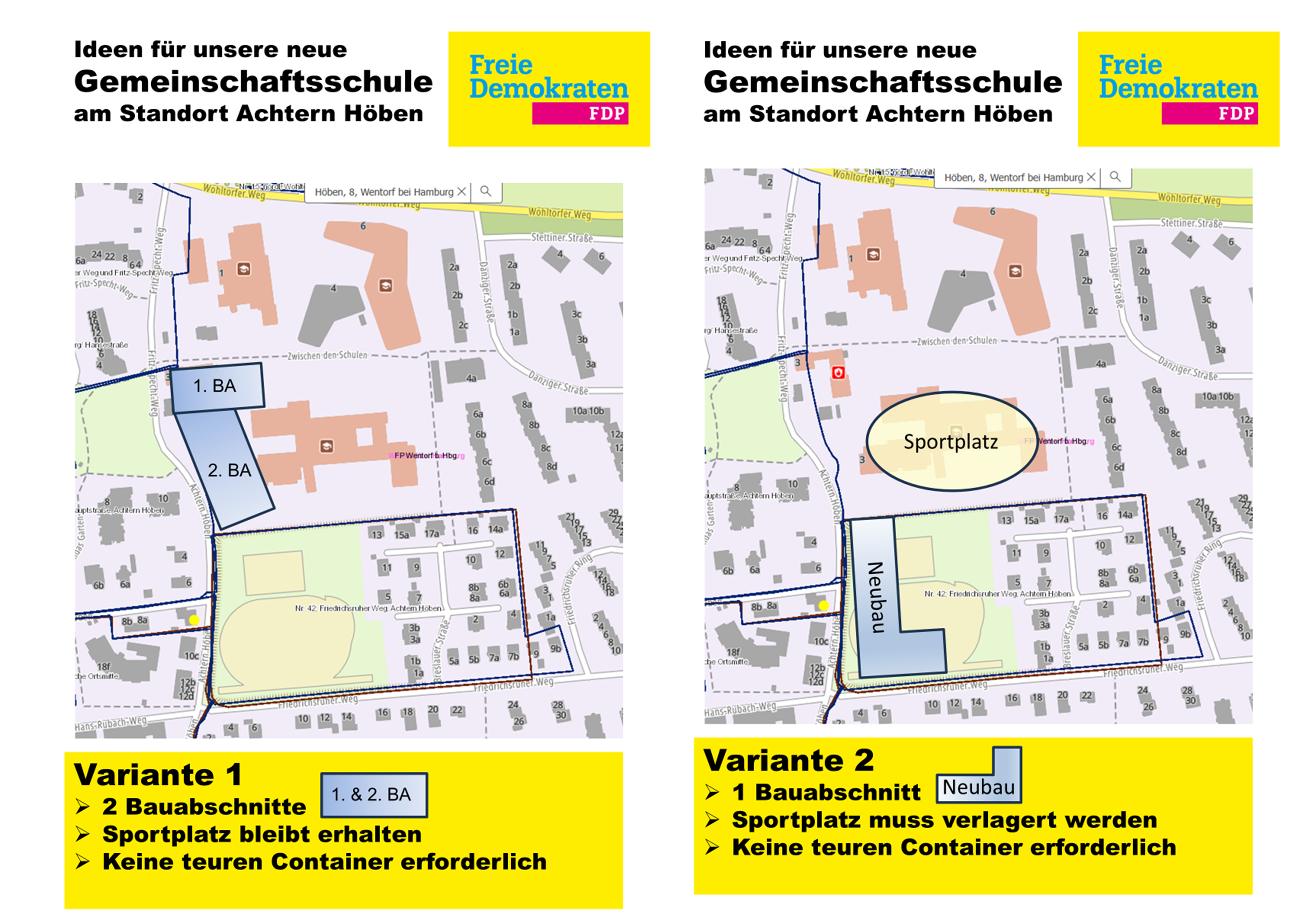 Zwei Mögliche Bauvarianten für die neue GemS