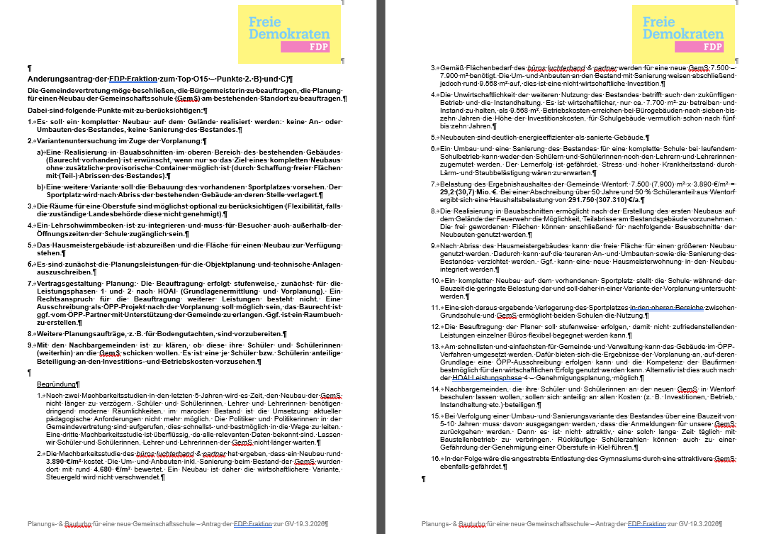 Antragstext für eine neue GemS in Wentorf bei Hamburg